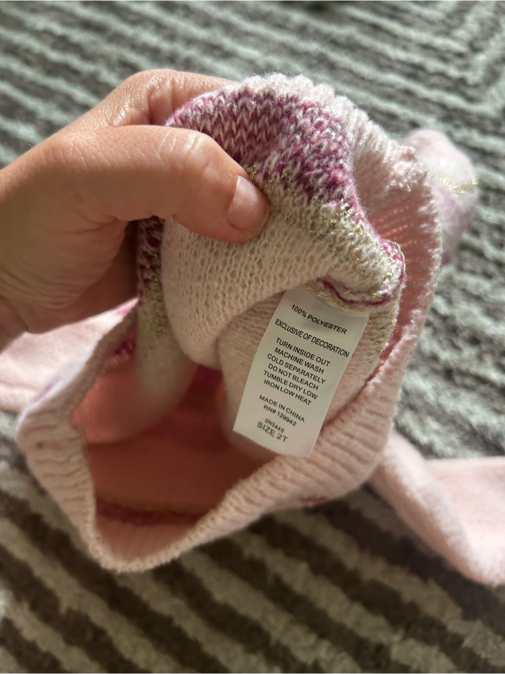 Soft Pink Fair Isle  Toddler Sweater - Picture 3 of 4